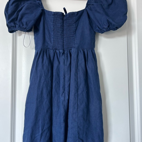 Reformation Malvina Linen Navy Dress - Picture 2 of 4